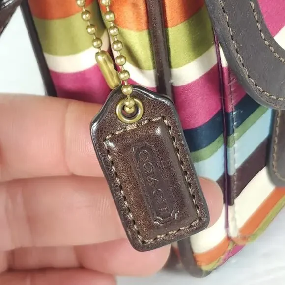 Coach Legacy Stripe Garcia Small Multicolor Canvas Turnlock Clutch Wristlet - Picture 4 of 16